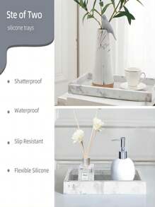 1 Set Of 8-12 Inches Silicone Bathtub Tray, Deep Grey, Popular, Easy To Clean, Reusable, Perfect For Storing Jewelry, Dish, Soap, Gardening Tools & Toiletries, Suitable For Household, Restaurant, Christmas & All Other Festivals Gifts - Dark Grey - View 5