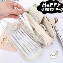 批發1pc鉛筆文具盒國中生女孩男孩多功能雙層學生大容量筆袋漂亮筆盒收納收納 - 彩色 - 查看 3