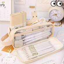 批發1pc鉛筆文具盒國中生女孩男孩多功能雙層學生大容量筆袋漂亮筆盒收納收納 - 彩色 - 查看 4