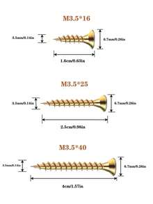 100 Miếng M3.5 Màu sắc Mạ kẽm Thép carbon Chất xơ Tấm bảng , Self Tapping Đinh ốc Bộ dụng cụ , 16 , 25 , 40mm - Màu vàng - Xem 9