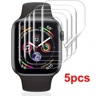5pcs/Lot Soft Screen Protector Film For Series 38mm 42mm 45mm 41mm 40mm 44mm Full Protective Compatible With Apple Watch 8 7 6 SE 5 4 3 Gift For Birthday, Family, Friends Watch Screen Protector, Watch Cover, Watch Accessories Waterproof Shockproof Anti-Fall Anti-Fall Scratch Resistant Anti-Fingerprint Full Cover