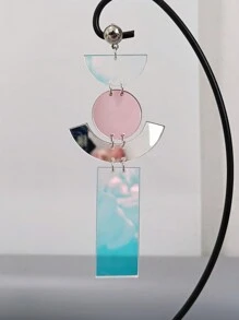 1對時尚亞克力幾何長耳環,具有鏡像全息效果,適合女性的藝術節、音樂節、演出和日常穿著