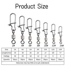 50入組連接器軸承滾動旋轉不鏽鋼扣緊魚鈎誘餌釣魚配件