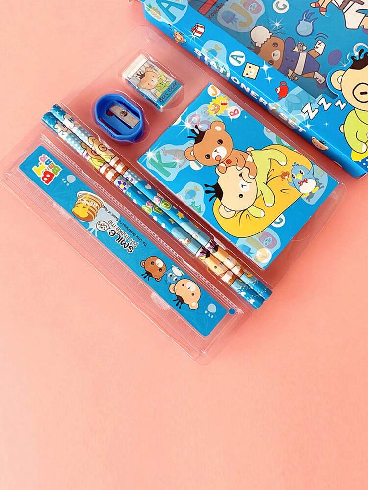 5Pcs Set di Cancelleria Topolino per Ragazzi | Quaderno A5, Gomma, Matita, Righello, Temperamatite | Forniture per il Rientro a Scuola | Regali per Ragazzi dai 3 Anni in Su