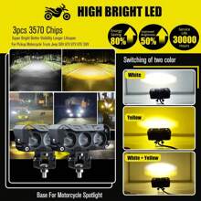 Auxiliary Headlights Double Color Led Light 80w For Car Motorcycle 2pcs - Black - View 2