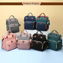 1入灰色流行設計的嬰兒用品背包,附換裝站,多功能防水旅行包,聖誕節,萬聖節和感恩節的完美禮物