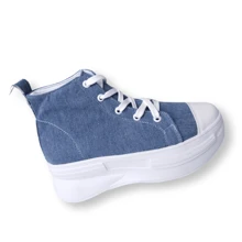 tenis tipo bota de mezclilla casuales - Azul - Ver 2