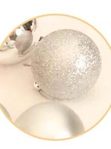 Kit 15 Christmas Tree Ornament Balls 3cm /4cm Mixed Smooth Matte Glitter For Christmas Decoration - 銀色 - 查看 3