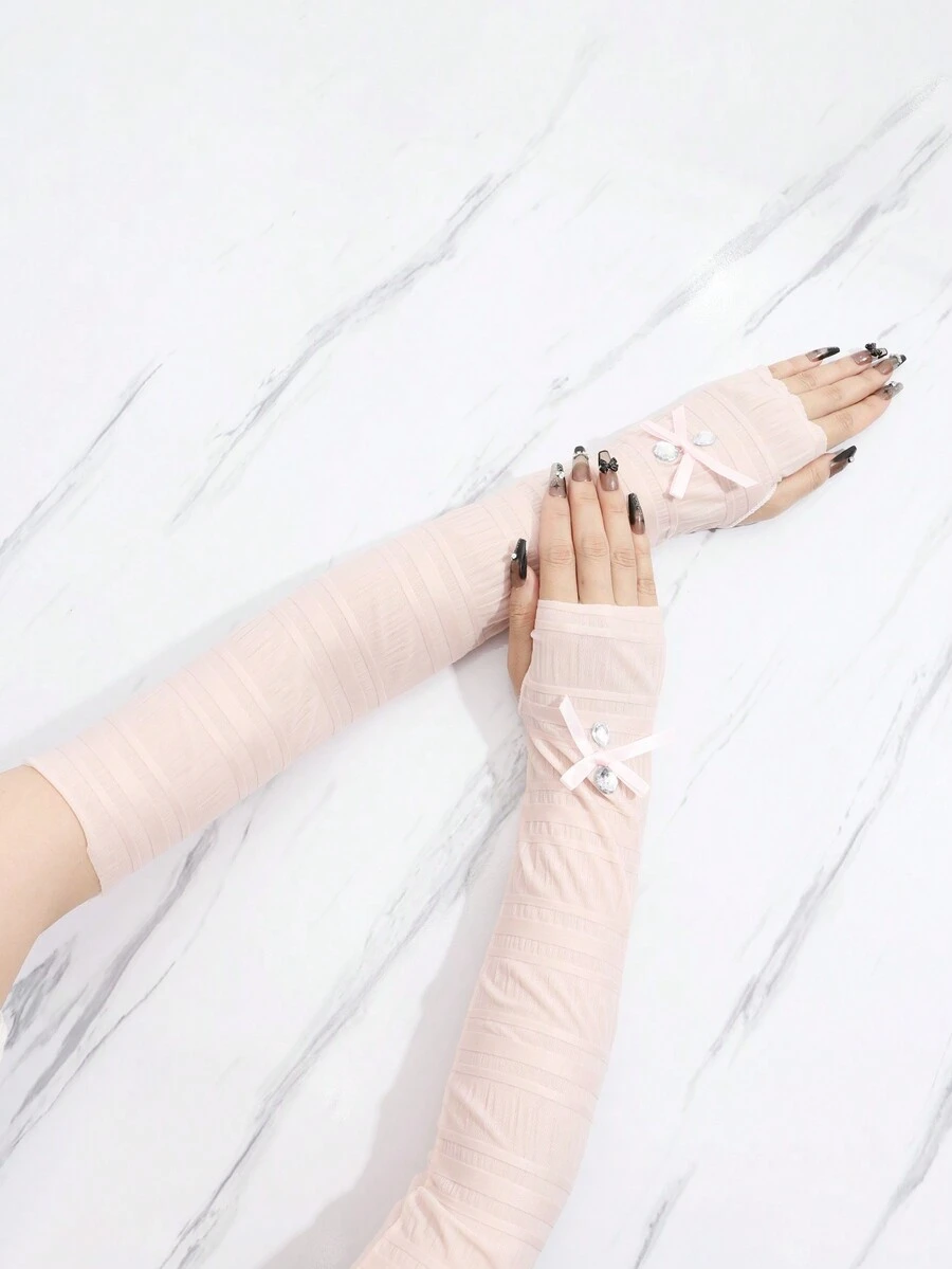 1對可愛的多巴胺色女士手臂套,適合日常穿著