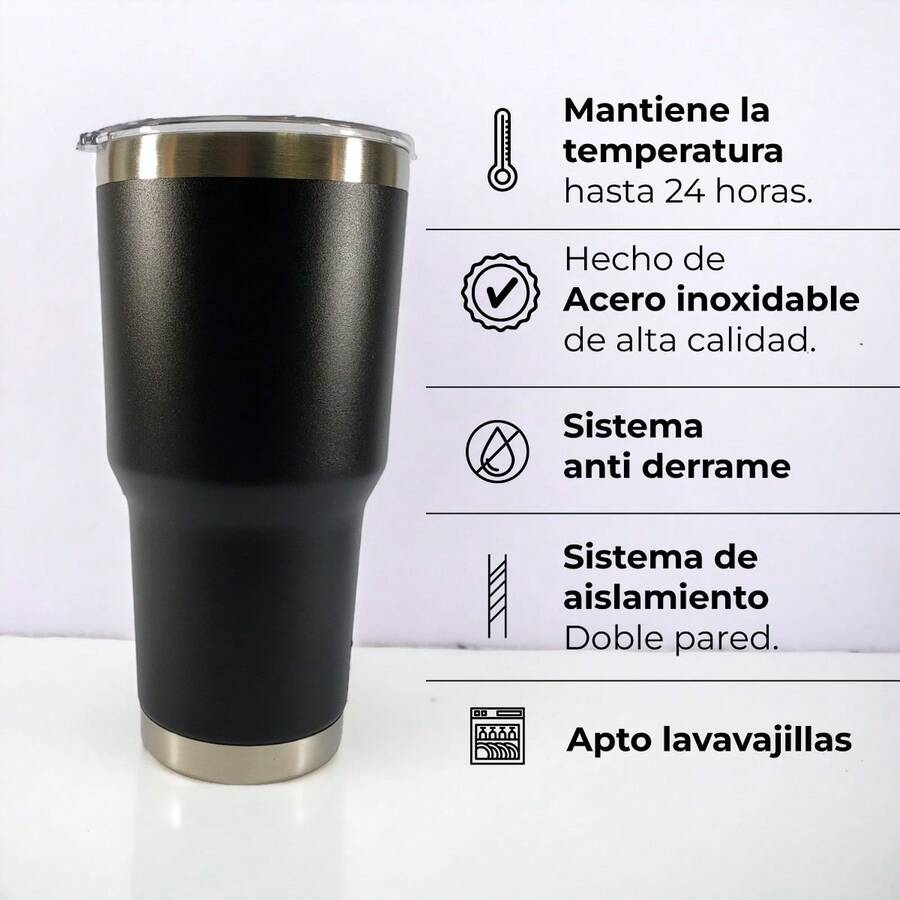 Vaso de acero inoxidable, termo para café. - Negro - Ver 1