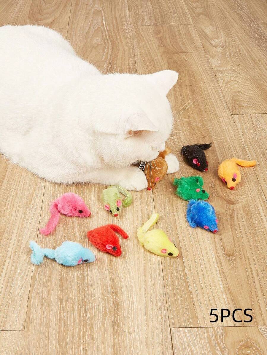 5 pièces Jouets interactifs pour chat et souris, de couleurs aléatoires, auto-activés et de petite taille