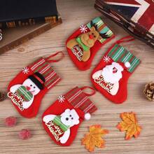 1pc 16*12cm Christmas Stocking Gift Bag For Decorations, Santa Claus Gift Candy Bag For Parties - English socks deer - View 4