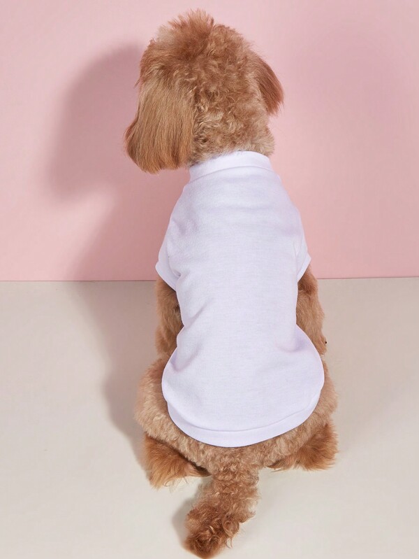 1pc New White Solid Color Short Sleeve Comfortable Breathable Pet T-shirt For Small Dogs And Cats Round Neck Clothes