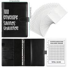 1 Set 100 Envelope Challenge Binder Easy And Fun Way To Save $5,050 Savings MoneyChallenges Binder Budget Binder With Cash Notebook 25 Inner Pages (without Numbers)+ 1pc Digital Page