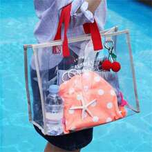 Clear Bag, Transparent See Through Clear Tote Bag For Work And Sports - Red - View 2
