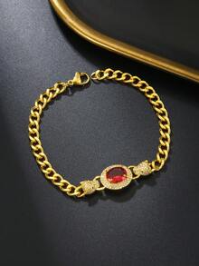1 Dây Chuyền Mạ Vàng 18K Đính Đá Rhinestone Lớn - Vàng - Xem 6