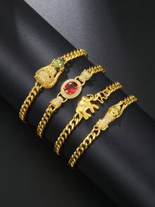 1 Dây Chuyền Mạ Vàng 18K Đính Đá Rhinestone Lớn - Vàng - Xem 3