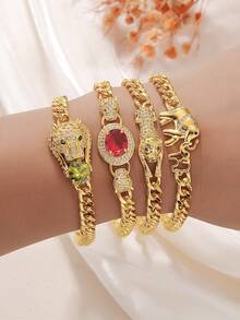 1 Dây Chuyền Mạ Vàng 18K Đính Đá Rhinestone Lớn - Vàng - Xem 1