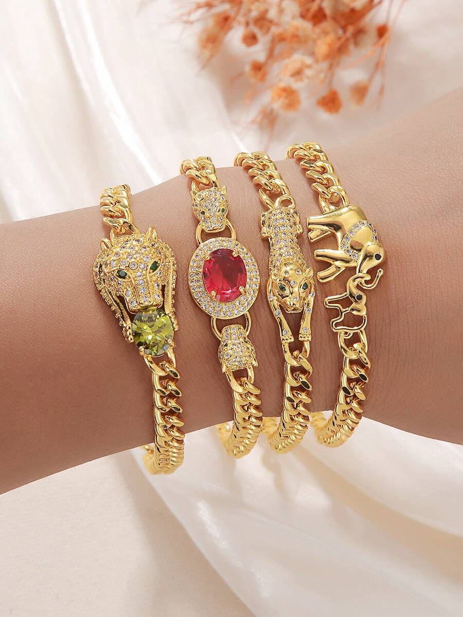 1 Dây Chuyền Mạ Vàng 18K Đính Đá Rhinestone Lớn - Vàng - Xem 1