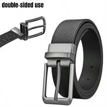 【扣環可旋轉,雙面】1 件男士 Pu 皮帶,商務正裝腰帶,適合搭配休閒褲或西裝,禮品
