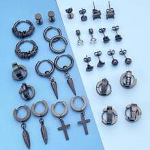 36pcs Nam Bộ bông tai - Màu bạc Thép không gỉ Vượt qua Vòng & Bông tai stud Thời trang Đồ trang sức xuyên thấu Đối với Sinh nhật , Buổi tiệc Và - Bạc - Xem 5