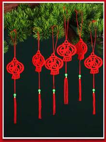 新年毛絨盆景裝飾燈籠,節慶場景防水室內植物裝飾配件