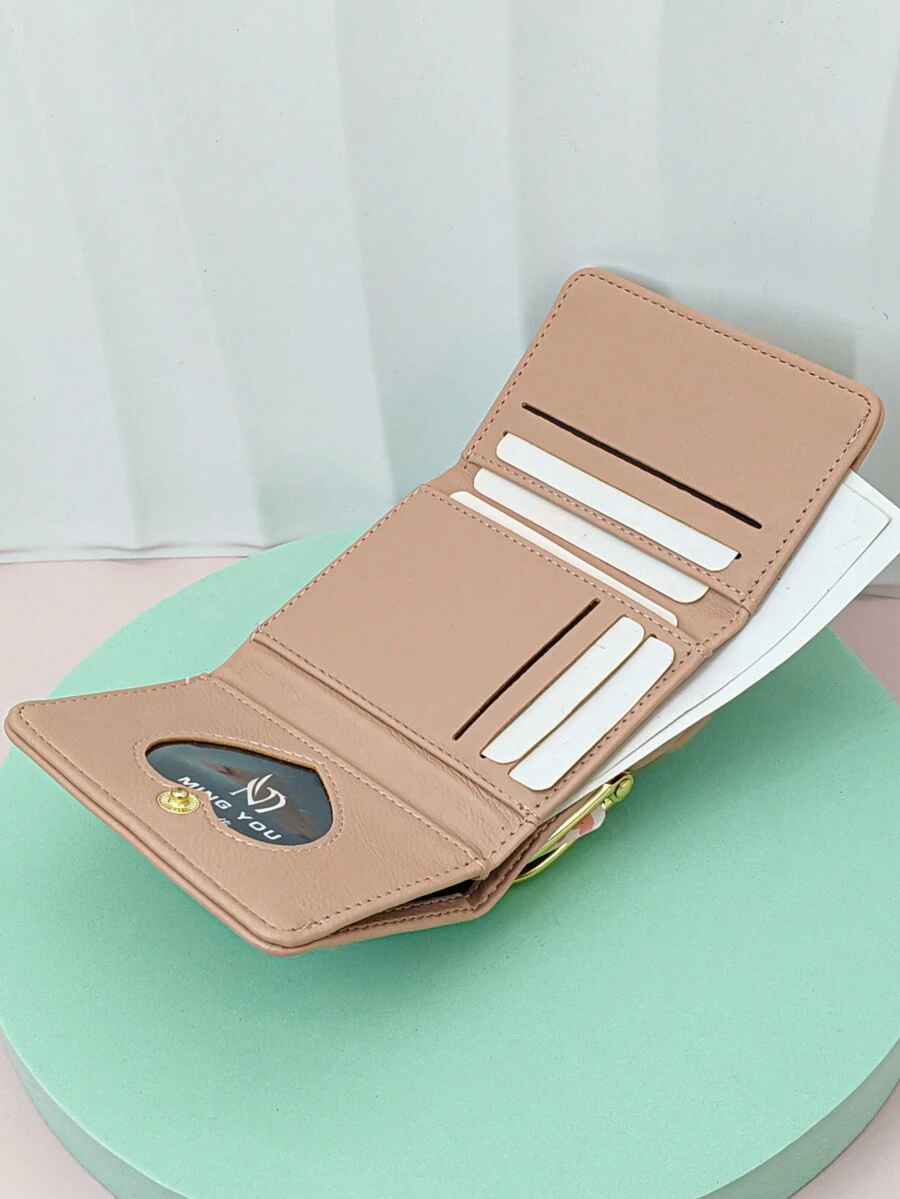 夾鏈式短款折疊毛皮錢包甜美可愛時尚年輕大容量卡片套收納卡片