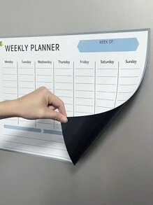 1pc Magnetic Refrigerator Calendar Magnet Whiteboard Wall Sticker, Study Schedule Board - White - View 3