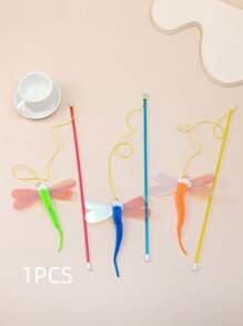 1pc Random Color Dragonfly Design Cat Teaser Stick - Multicolor - View 4