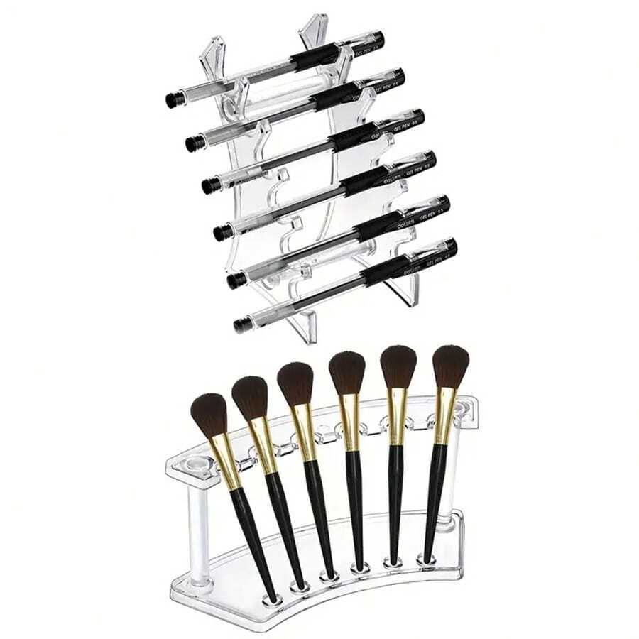 1入筆筒檯面展示架,透明筆架整理,指甲、畫筆放置架。適用於筆、藝術刷等物品。
