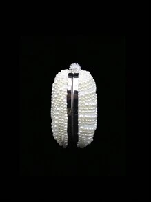 閃亮鑲鉆手拿包,銀色優雅派對手提包,適合女性