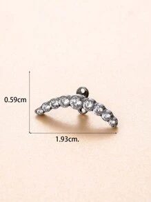 1pc Fashionable G23 Titanium Simple Geometric Design Heart & Lightning Alloy Inlaid Stud Earring - Silver - View 6