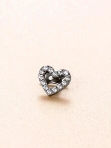 1pc Fashionable G23 Titanium Simple Geometric Design Heart & Lightning Alloy Inlaid Stud Earring - Silver - View 3