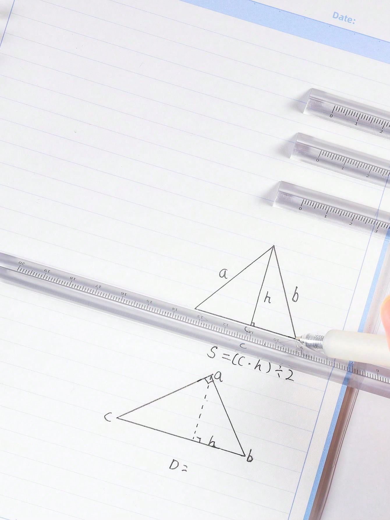 1pc 15cm Clear Acrylic Triangular Prism Ruler, Suitable For Learning
