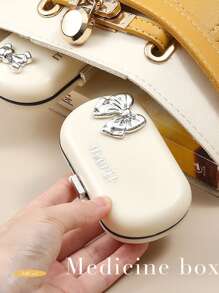 1 Miếng Có thể mang đi Hộp thuốc Với , Mini Pill Hộp lưu trữ - Màu be - Xem 1