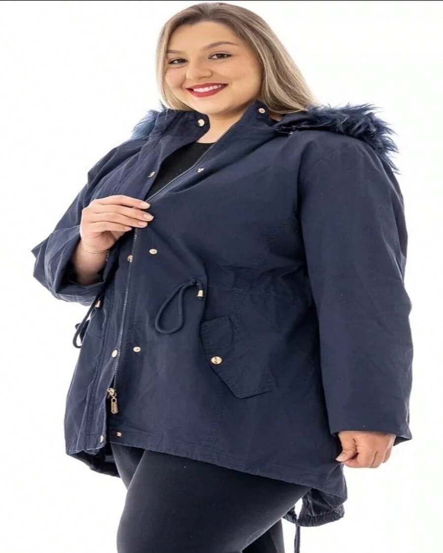 Plus Size Overcoats - Blue - View 1
