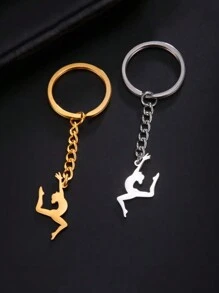 1 件女士不鏽鋼藝術體操芭蕾舞者吊墜鑰匙圈瑜珈鑰匙圈、紀念品或送給女朋友的禮物、批發珠寶