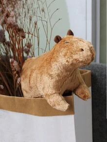 1 件棕色逼真水豚毛絨玩具蓬鬆毛絨動物卡通娃娃生日、聖誕節、新年禮物、照片道具、家居裝飾裝飾品