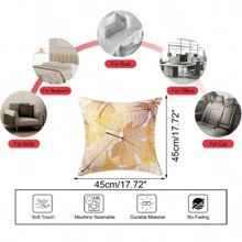 1入金色棕櫚樹印花坐墊套,現代極簡桃皮布方形靠墊套,適用於客廳、臥室、沙發或床上裝飾,全年適用。 - 金色 - 查看 10