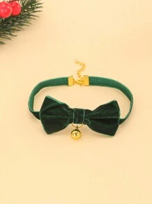 1 Miếng Chất rắn Tối Màu xanh lá Nơ uốn Pet Vòng cổ Đối với Nhiếp ảnh Đồ trang trí - Màu xanh lá cây đậm - Xem 1