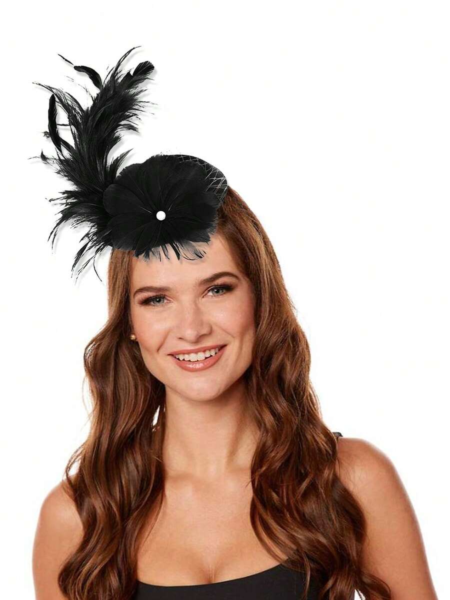 夸張的羽毛舞臺表演婚紗頭紗攝影照片化裝節日裝飾