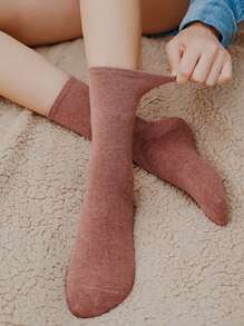 10 pares de calcetines hasta la rodilla de unicolor para mujeres al azar, estilo deportivo para todas las temporadas, con rayas de unicolor versátiles, simples y transpirables
