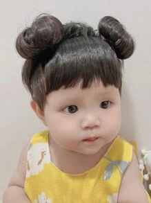 4 英寸黑色 1 包婴儿假发辫子发带儿童假发婴儿头带婴儿头发儿童假刘海头扣 COS 发饰婴儿 - 黑色 - 查看 8
