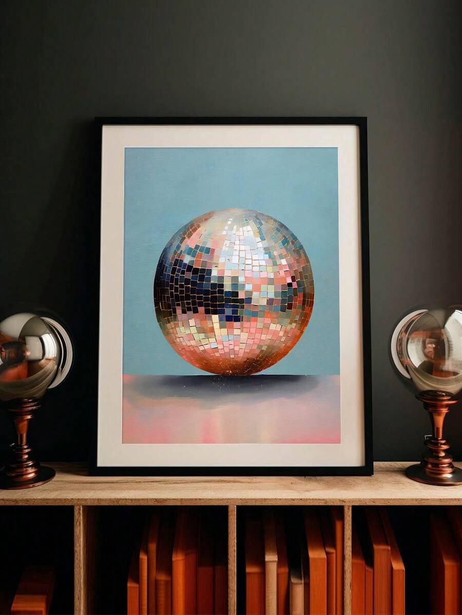 1入組附木製框架的迪斯科舞派對牆藝裝飾,適合青少年房間裝飾,生日禮物。沒有畫框的帆布印刷 - 彩色 - 查看 1