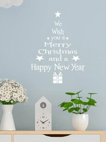 Cây Giáng sinh màu trắng với lời chào Nhãn dán tường cửa sổ kính cho phòng khách, phòng ngủ, trang trí phòng trẻ em - trắng - Xem 5