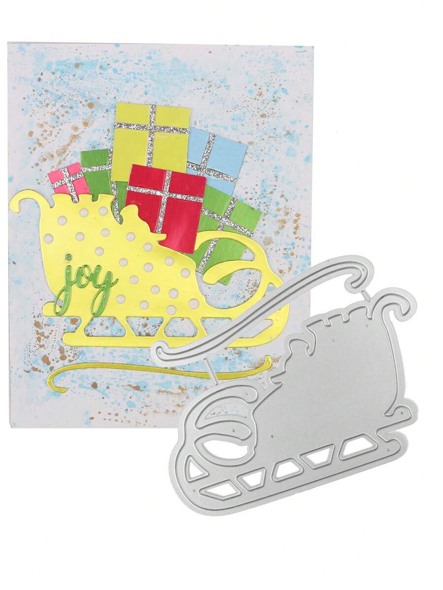 Christmas Sled Design Embossing Cutter/stamp Mold For Diy, 1pc - Silver - View 1