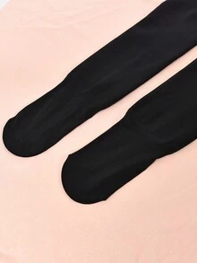 1 cặp quần bó giữ nhiệt mùa đông trơn bóng màu đen cho nữ - màu đen - Xem 5