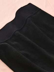 1 cặp quần bó giữ nhiệt mùa đông trơn bóng màu đen cho nữ - màu đen - Xem 6