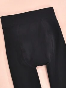 1 cặp quần bó giữ nhiệt mùa đông trơn bóng màu đen cho nữ - màu đen - Xem 4