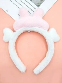 1 Pieza Lindo Diadema De Orejas De Conejo De Dibujos Animados Peludas De Diferentes Colores - Rosa Pálido - Ver 2